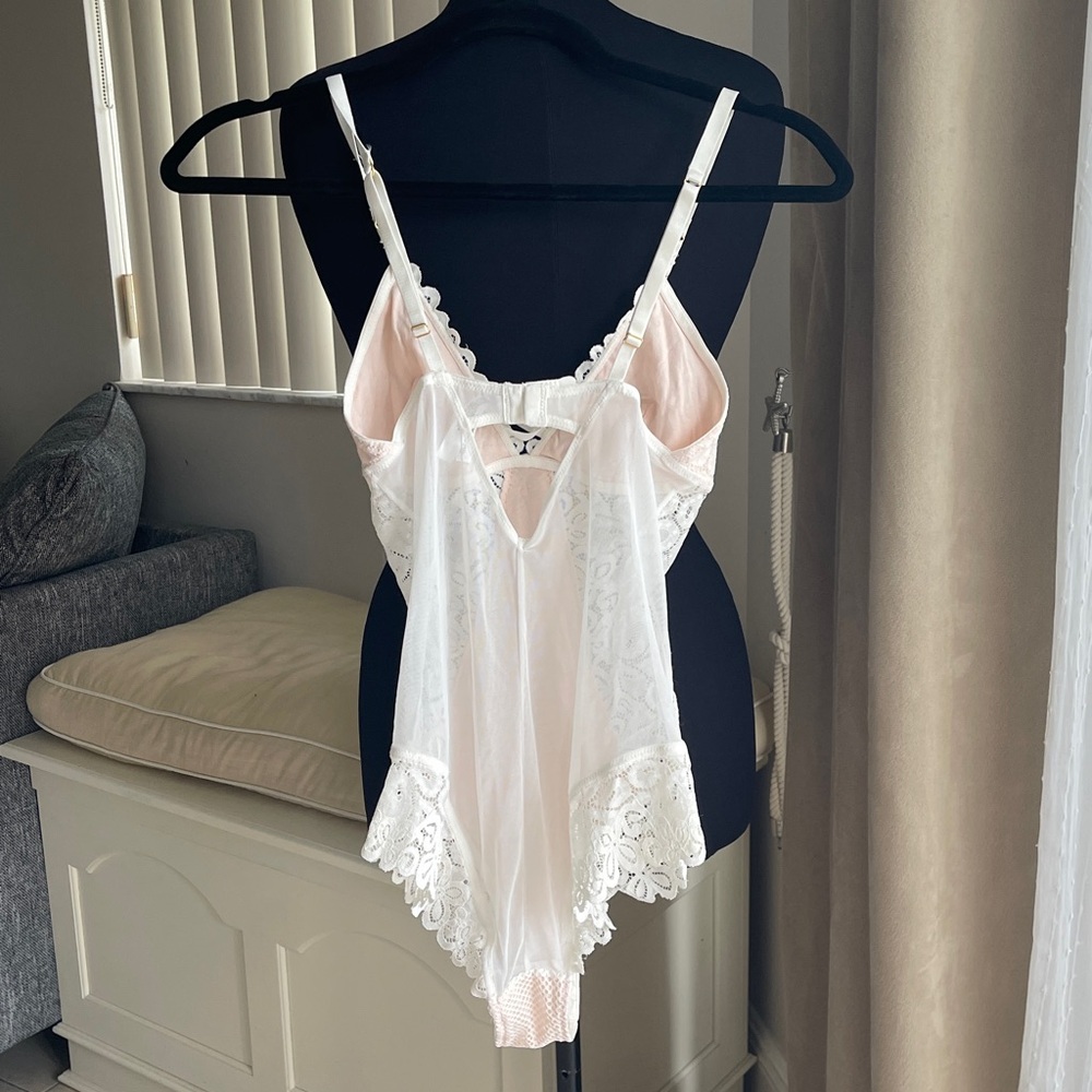 Secret Possessions cream Lace pink lined teddy M - Picture 3 of 6